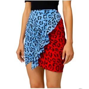A.L.C Gellar printed two tone ruffle skirt